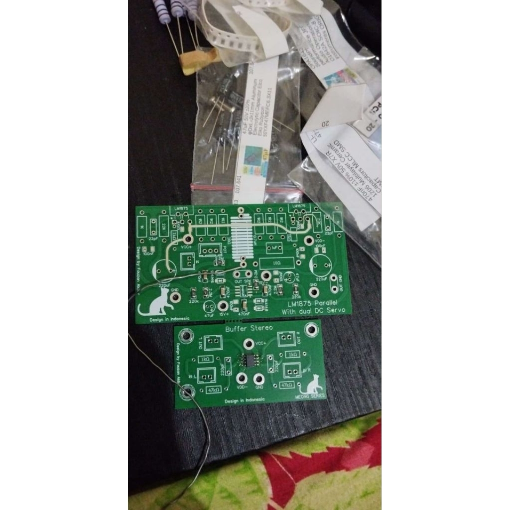 LM1875 Parallel Dual DC Servo Hi-End Amplifier PCB + Buffer Stereo Suara Jernih, Low Noise