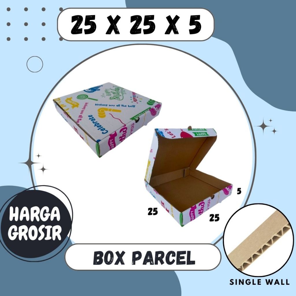 Box 25x25x5 LD Dus Ultah Kado Happy Birthday Kemasan Kotak Kado Tas Kardus Hampers Ulang Tahun HBD