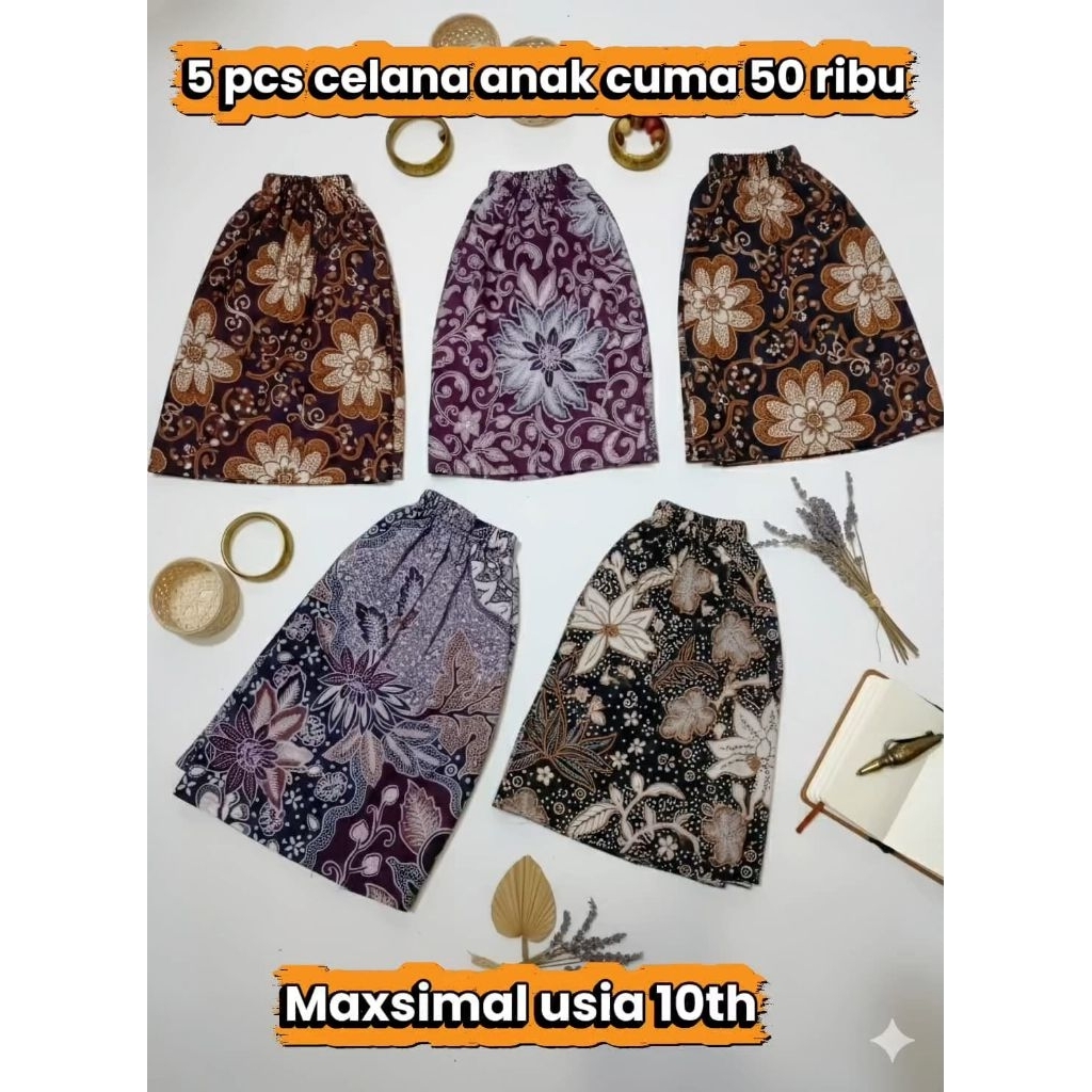 CELANA KOLOR ANAK BATIK 5 PCS CUMA 50RIBU
