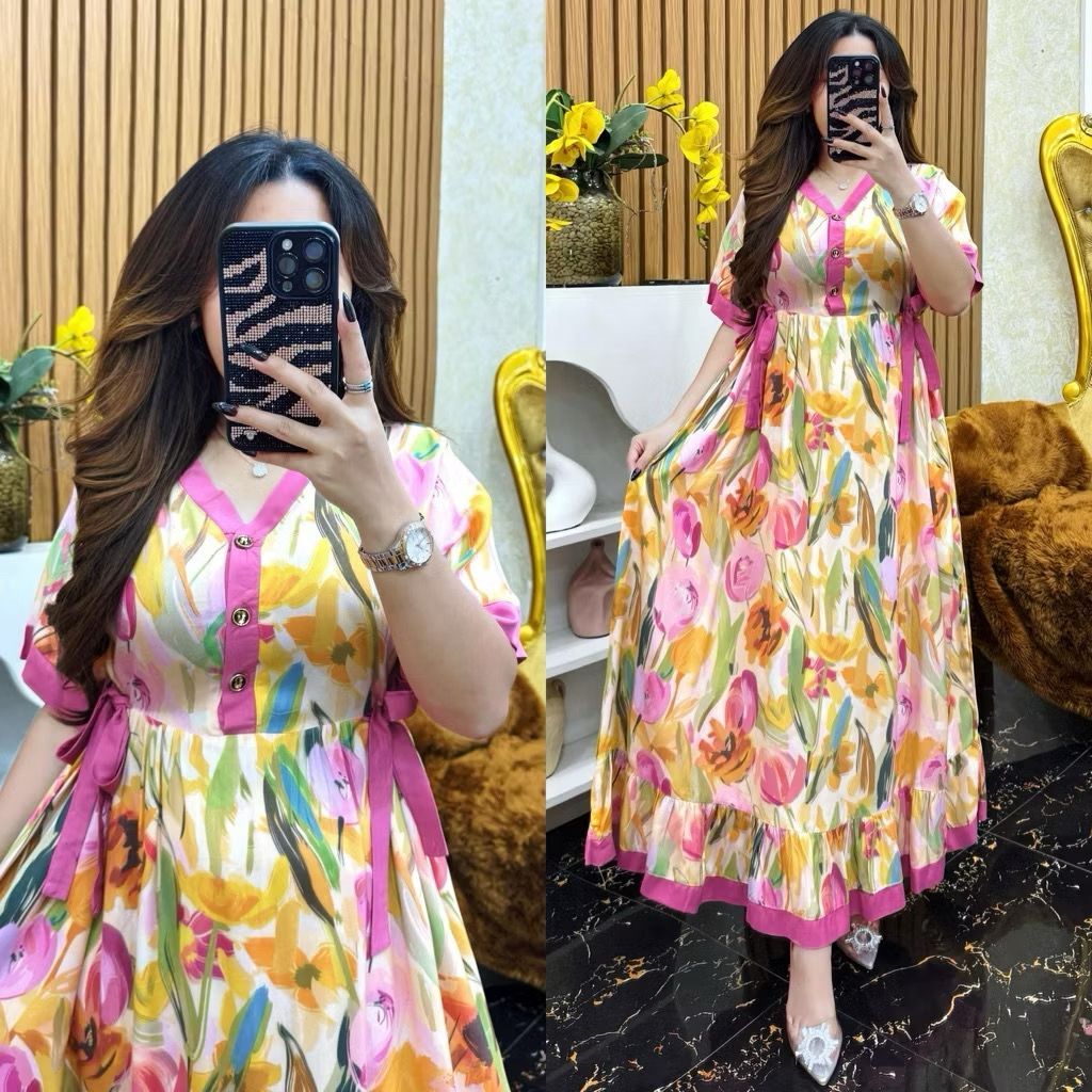 ARIANA ZAHRA LONG DRESS RAYON LENGAN PENDEK L XL // DRESS WANITA LONG // DRESS BUSUI WANITA KEKINIAN