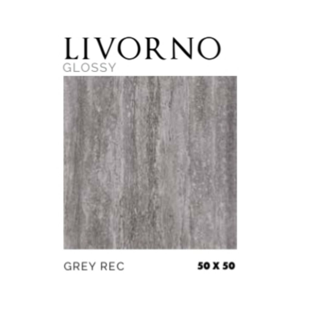 KERAMIK MWRK PLATINUM TIPE LIVORNO GREY UKURAN 50X50 PERMUKAAN TEKSTUR GLOSSY UNTUK LANTAI ATAU DIND