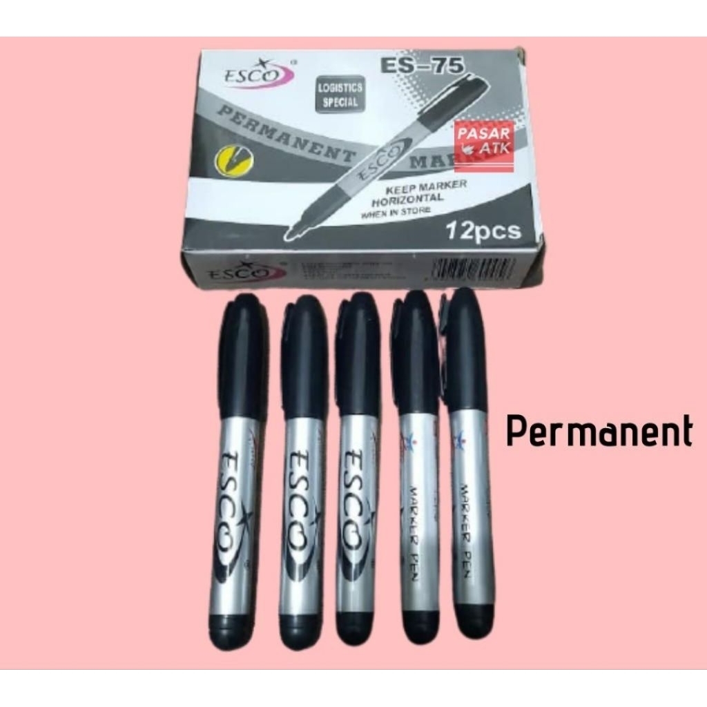(1pcs) spidol permanen ESCO - Hitam/spidol permanen