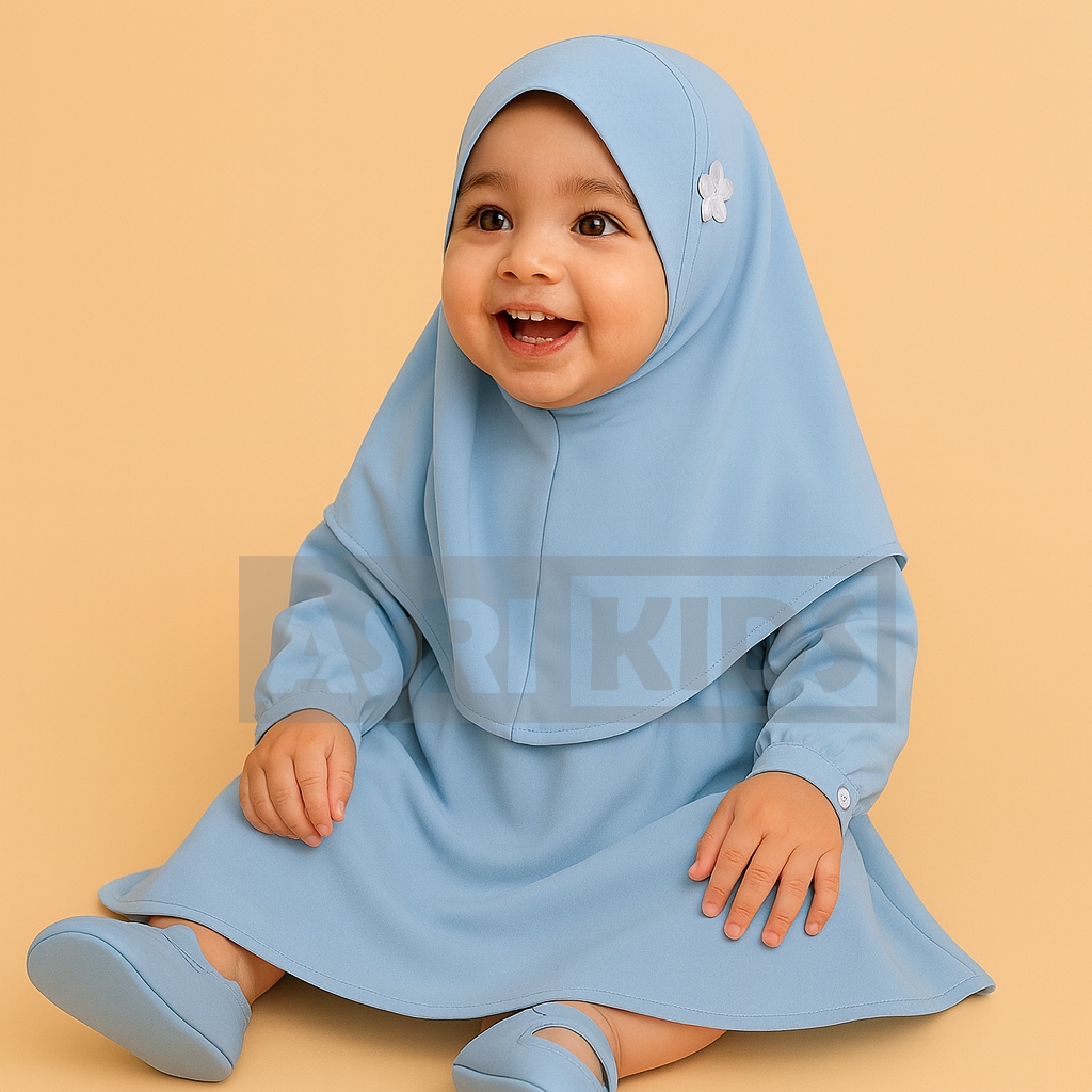 Gamis Anak Bayi Perempuan Newborn Set Hijab Polos Bahan Adem Nyaman Bayi Baru Lahir Desain Khusus
