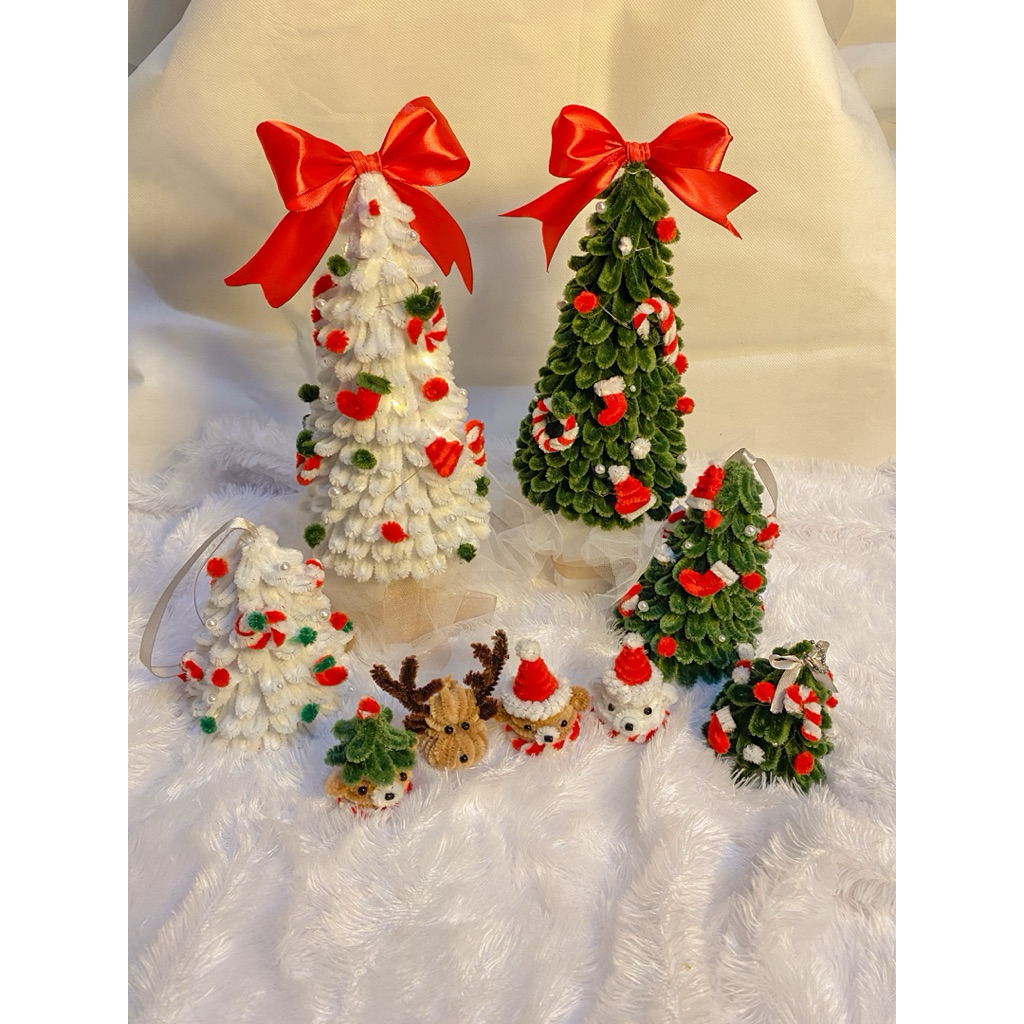 Miniatur Pohon Natal Besar christmas Tree Fuzzy Wire Handmade