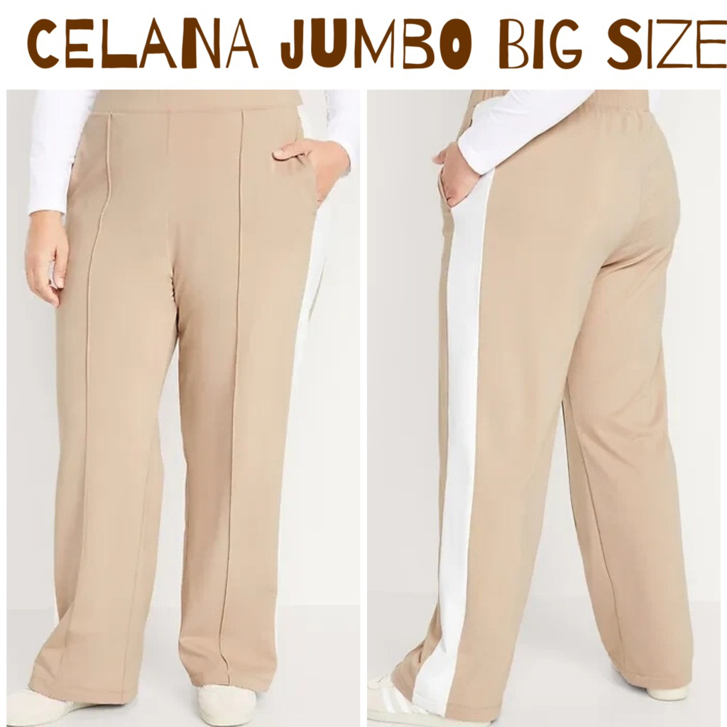 CELANA KULOT PULL ON PONTE BIG SIZE JUMBO - ON HIGHRISE PONTE WITH WHITE STRIPE