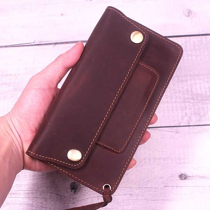 Dompet Kulit Pria Wanita Long Wallet – Dompet Kulit Premium Crazy Horse Desain Vintage