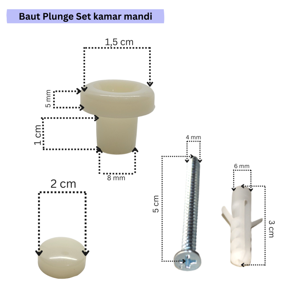 (1 pcs) Baut Plunge Set Kamar Mandi TA2SV2 Universal – Baut Pengikat Pembuangan Air Aman dan Tahan K