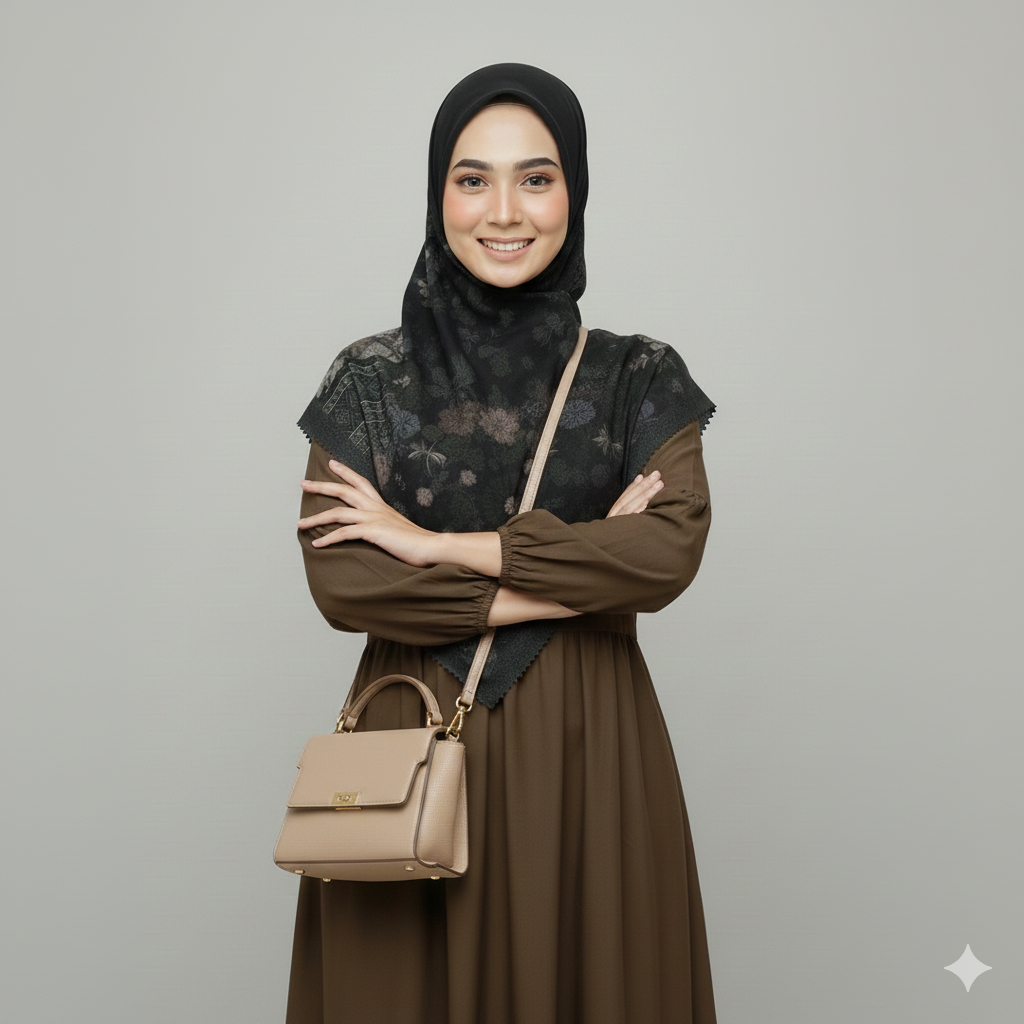 Mama In Fashion - Jilbab Syari Segi Empat Voal Motif / Jilbab - Hijab - Kerudung segi empat Motif Te