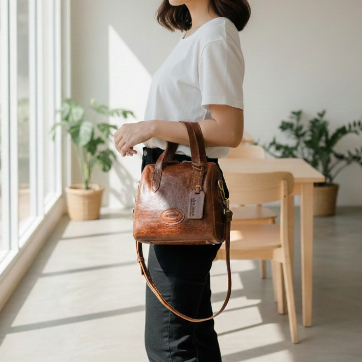 ABEKANI LEATHER Tas Kulit Wanita LUCY BAG Tas Handle Hand Bag Tas Selempang Sling Bag Tas Kerja  Kul