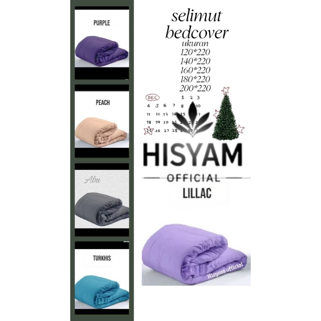 selimut bedcover/bedcover polos/bedcover only
