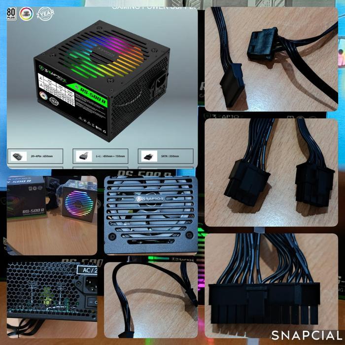 PROMO HEMAT Power Supply Raptor RS-500R 500Watt RGB PSU Raptor 500Watt RS500