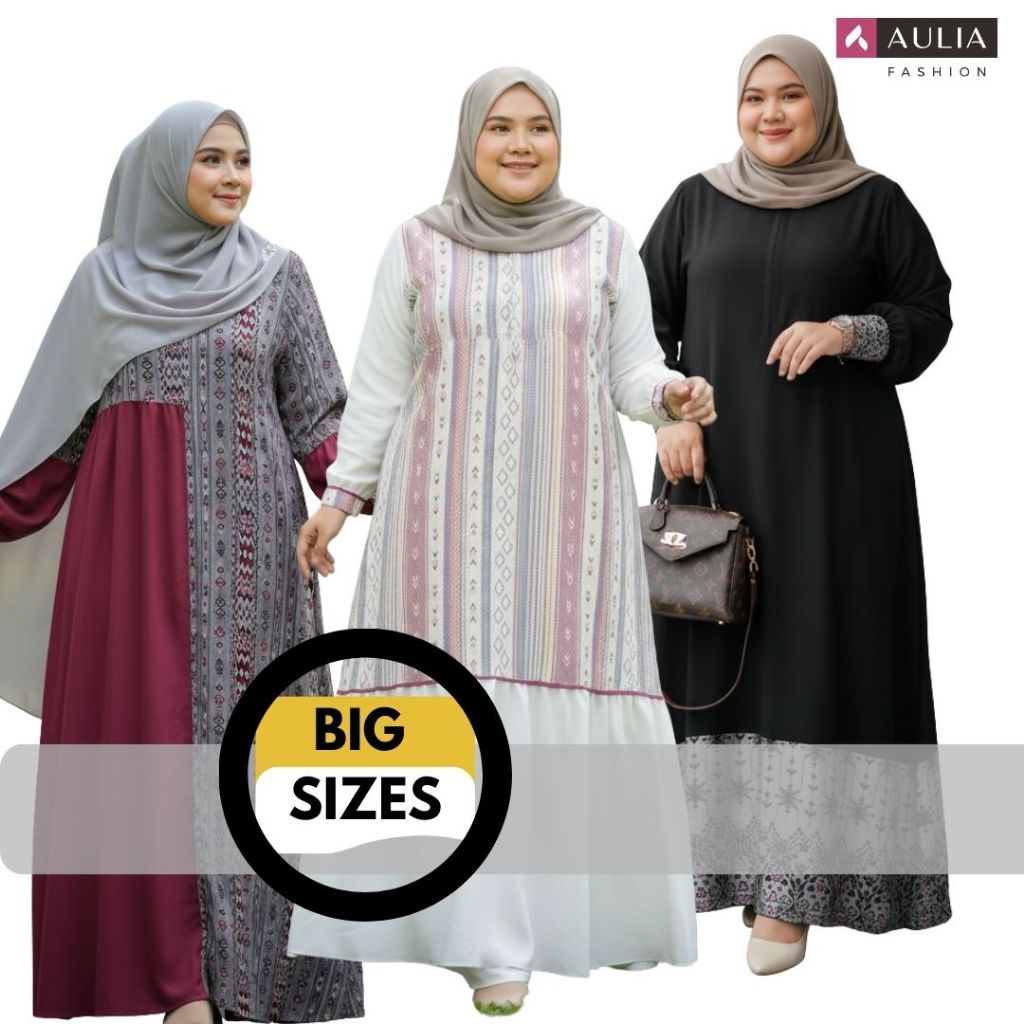 Gamis Jumbo Big Size XXL, XXXL – Adem Nyaman Harian Muslimah – Gamis Wanita Gemuk Longgar Aulia Fash