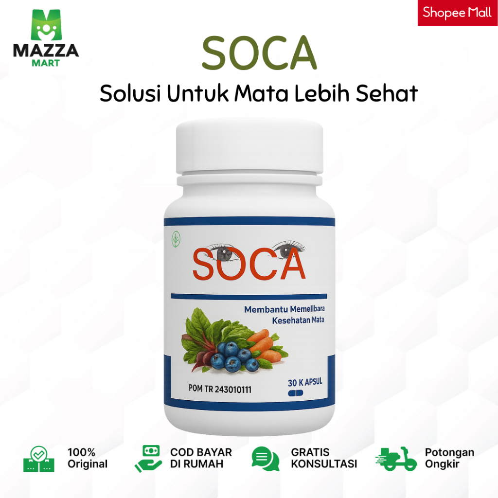 Kapsul SOCA ORIGINAL Vitamin Mata Atasi Mata MInus Silinder Plus Buram Dan Katarak Ampuh