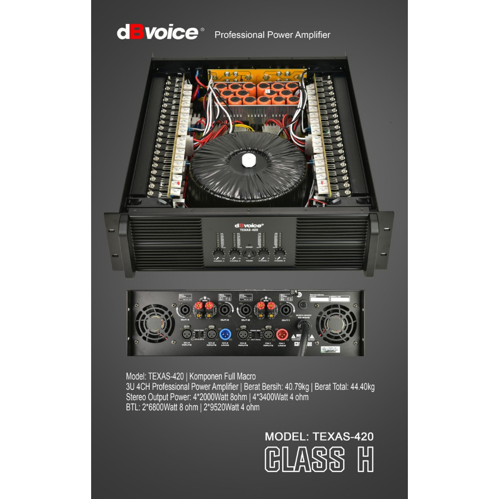 Devoice TEXAS-420 Power Amplifier Komponen Full Macro