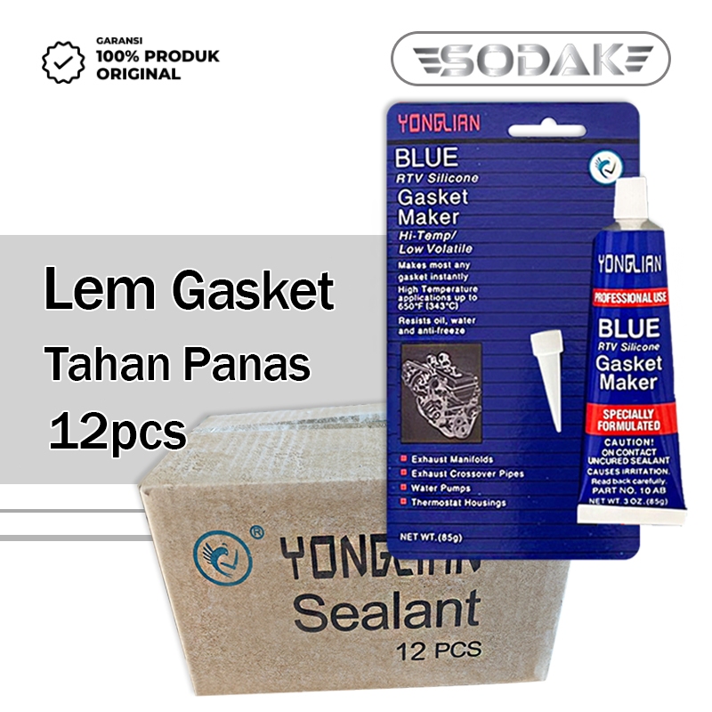 Biru Lem Gasket Tahan Panas 12pcs / Lem Paking / Lem Perpak Mesin Autosealer