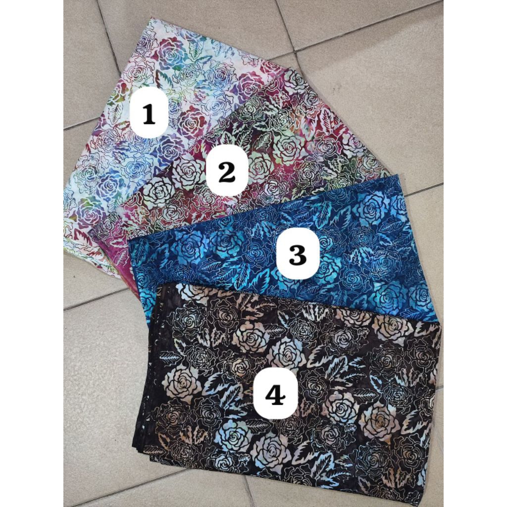 Batik Bali Motif Bunga Mawar & Daun Besar Bahan Katun ( BACA DISCLAIMER )