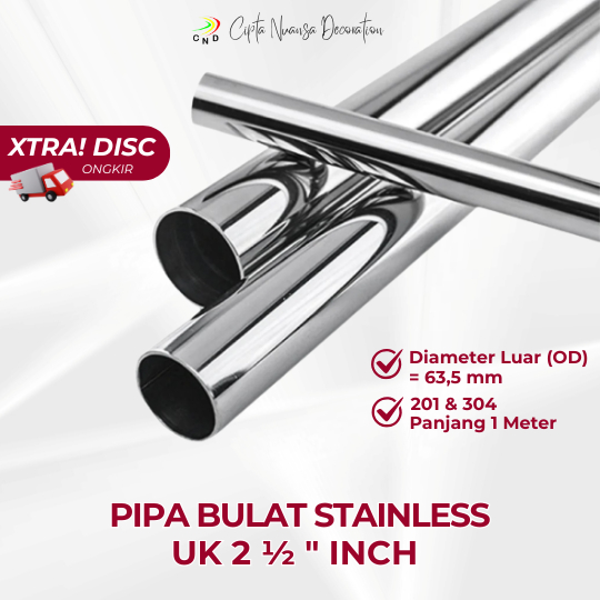 PIPA BULAT STAINLESS UK 2,5'' INCH SUS 201 & 304