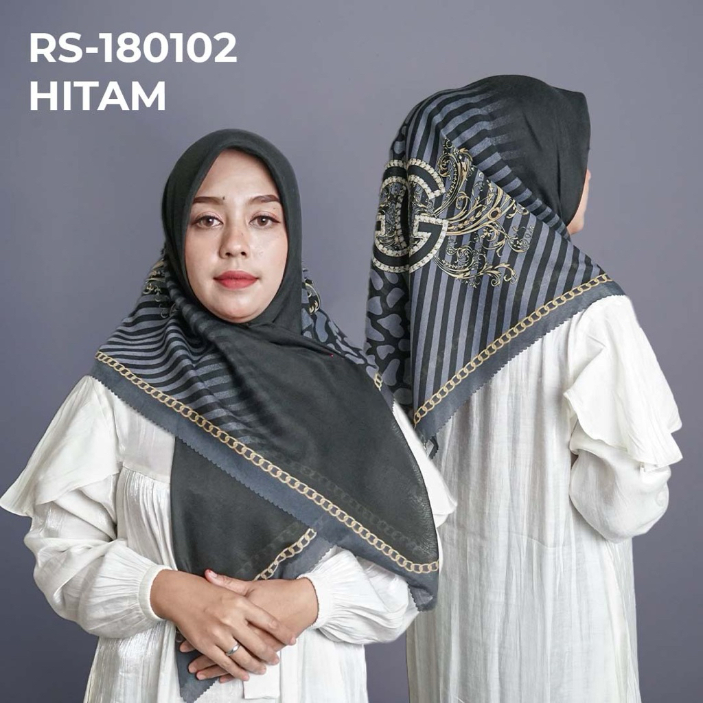 RS-180102 Hijab Jilbab Dennay Scarves Voal Motif Segi Empat Basic Laser Cut