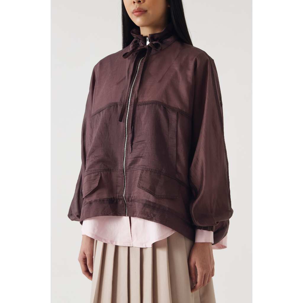 NASL by Nagita Slavina Brown Glasses Bomber Jacket