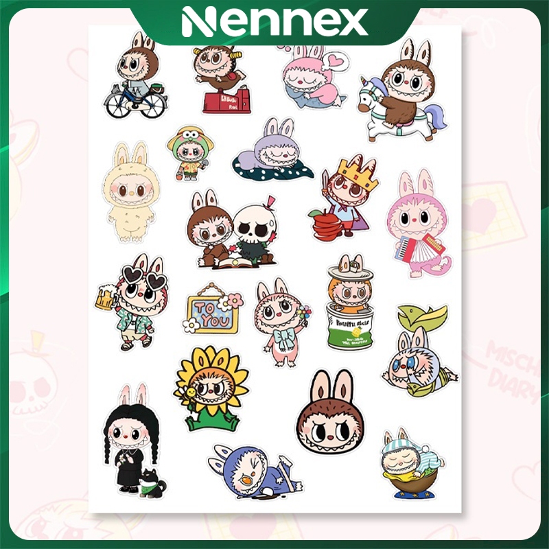 Nennex Stiker Labubu Lucu Anti Air Waterproof untuk Tumbler dan Case HP Laptop