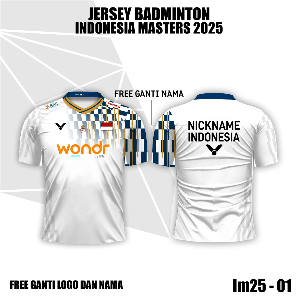 Jersey Bulu Tangkis Indonesia Master 2025 Kaos Badminton Baju olahraga bulu tangkis Free Custom Nama