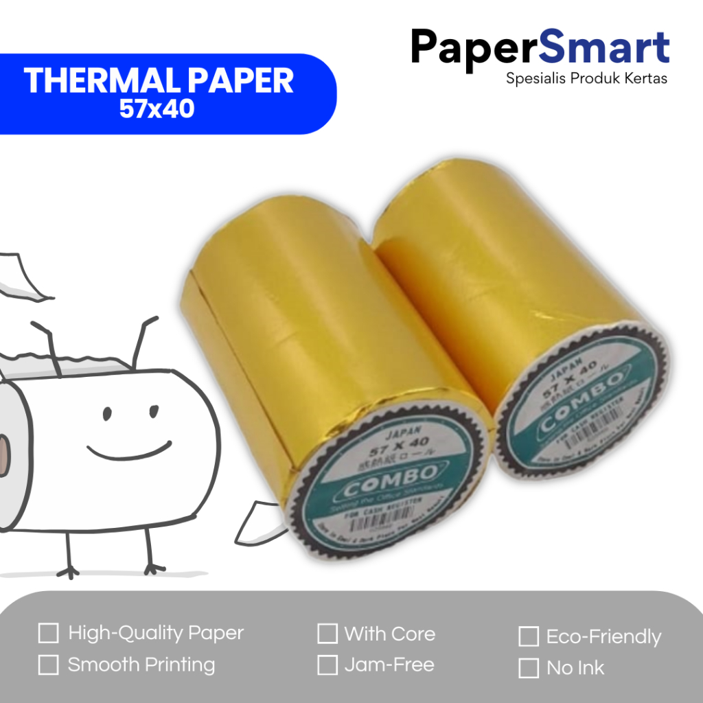 Kertas Struk Kasir 57x40 / Kertas Thermal 57 x 40 / Kertas Kasir Thermal Roll Combo