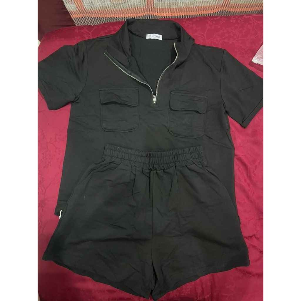 PO BKK SET HITAM DAILY BAJU SANTAI KOREA STYLE