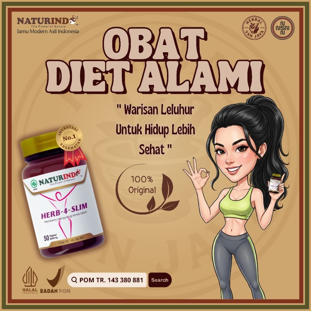 NATURINDO KAPSUL HERBAL HERBASLIM OBAT DIET PELANGSING BADAN PELANGSING PERUT BUNCIT WANITA DAN PRIA