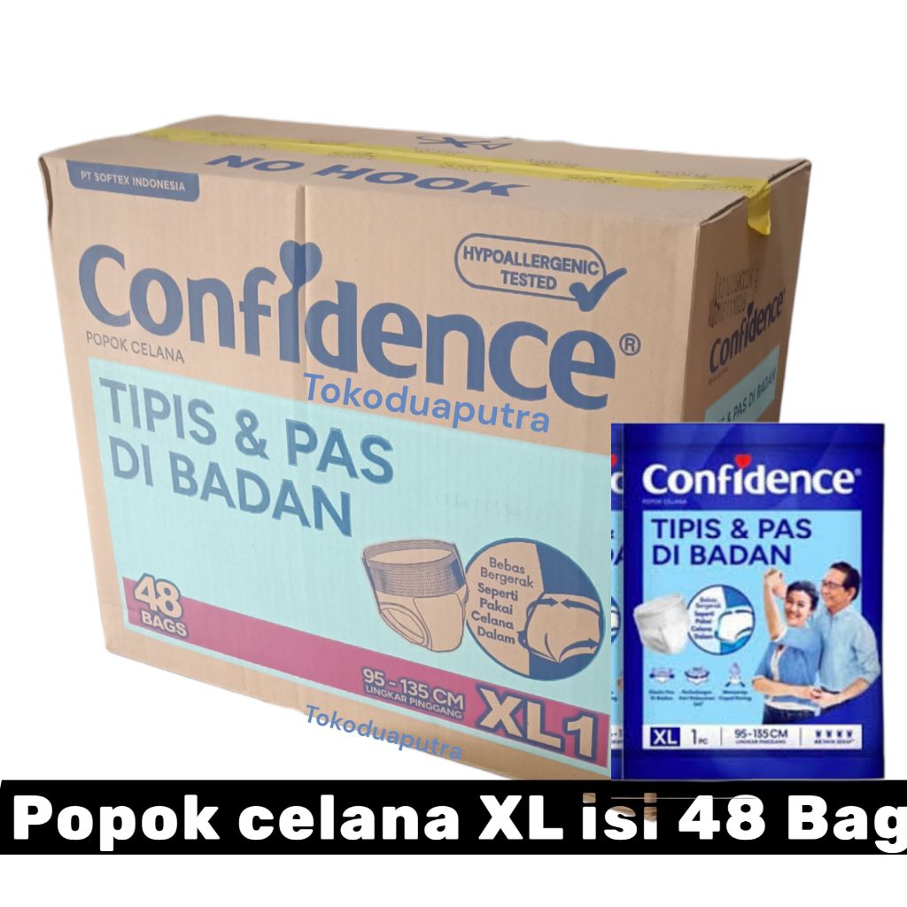 Confidence Popok Celana Dewasa Pants Tipis Pas XL 48 Sachet / Popok Lansia manula / Popok Dewasa / P