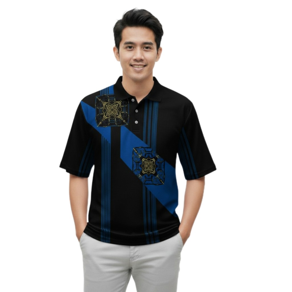 Ds - Kaos Polo Distro Batik Saku Lengan Pendek | Atasan Motif Pria Dewasa | Kaos Kerah Pria
