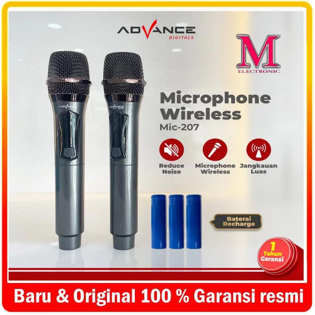 Mic Advance Mic Wireless Microphone Suara Jernih Baterai Cas