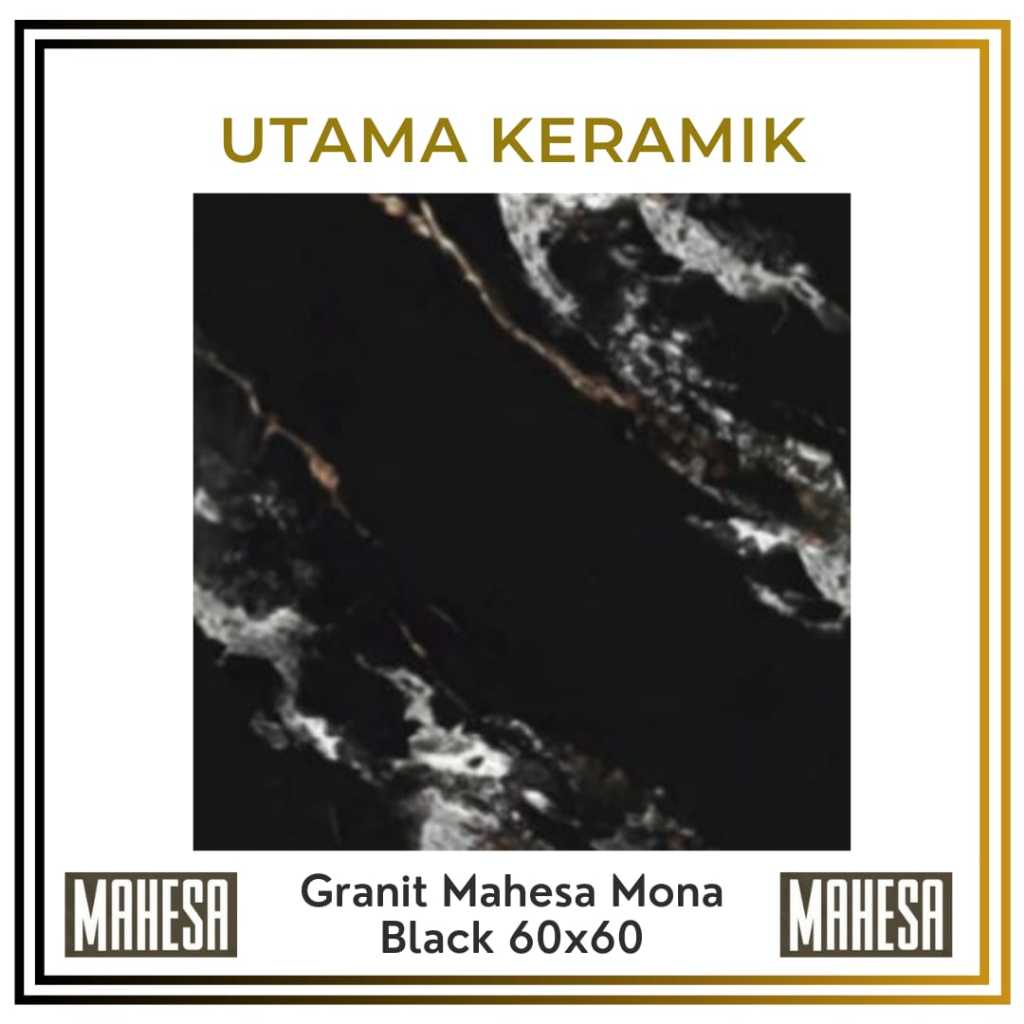 Granit Mahesa 60x60 Mona Black Glossy - Granit Motif Marble Hitam Glossy