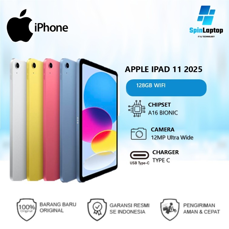 [ IPAD 11 ] 2025 | Chip A16 Bionic 128GB WiFi Layar 11” Liquid Retina  Garansi Resmi iBox Indonesia