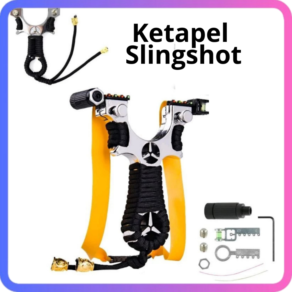 Ketapel LASER Slingshot Hunting Catapult Mercedes Stainless Steel Slingshot With Rubber Band Laser