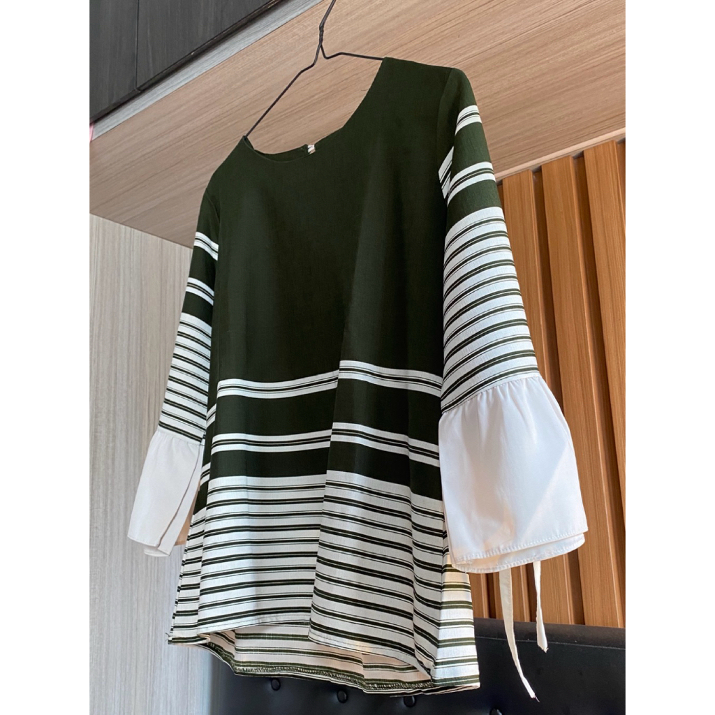 Blouse Stripe Green Olive