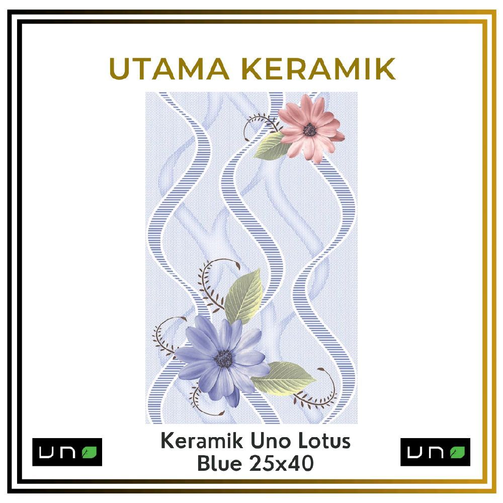 Keramik Uno 25x40 Lotus Blue - Keramik Dinding Biru Motif Bunga
