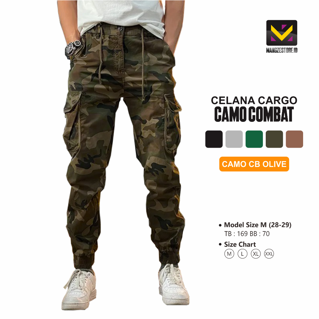 Celana Panjang Jogger Cargo Camo Combat Pria Wanita | Celana Jogger Cargo Loreng | MANGZESTORE.ID