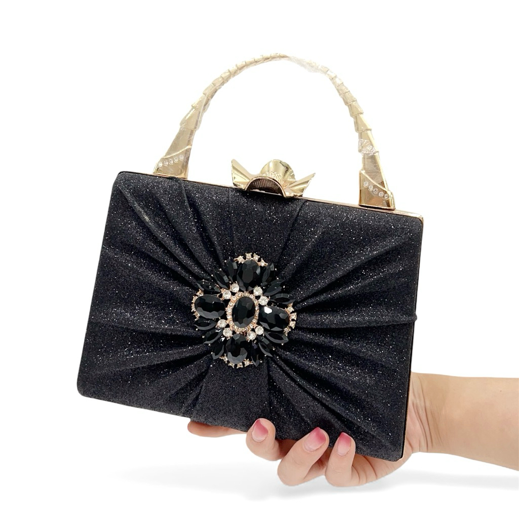 Tas Pesta Glitter Wanita Handbag Tas Tenteng 60123 BLACK