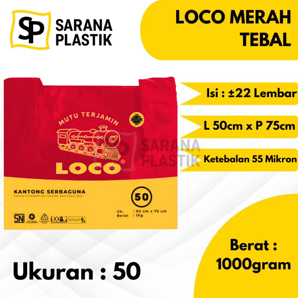 LOCO MERAH TEBAL Ukuran 50 RAJA JUMBO / Kantong Plastik LOCO