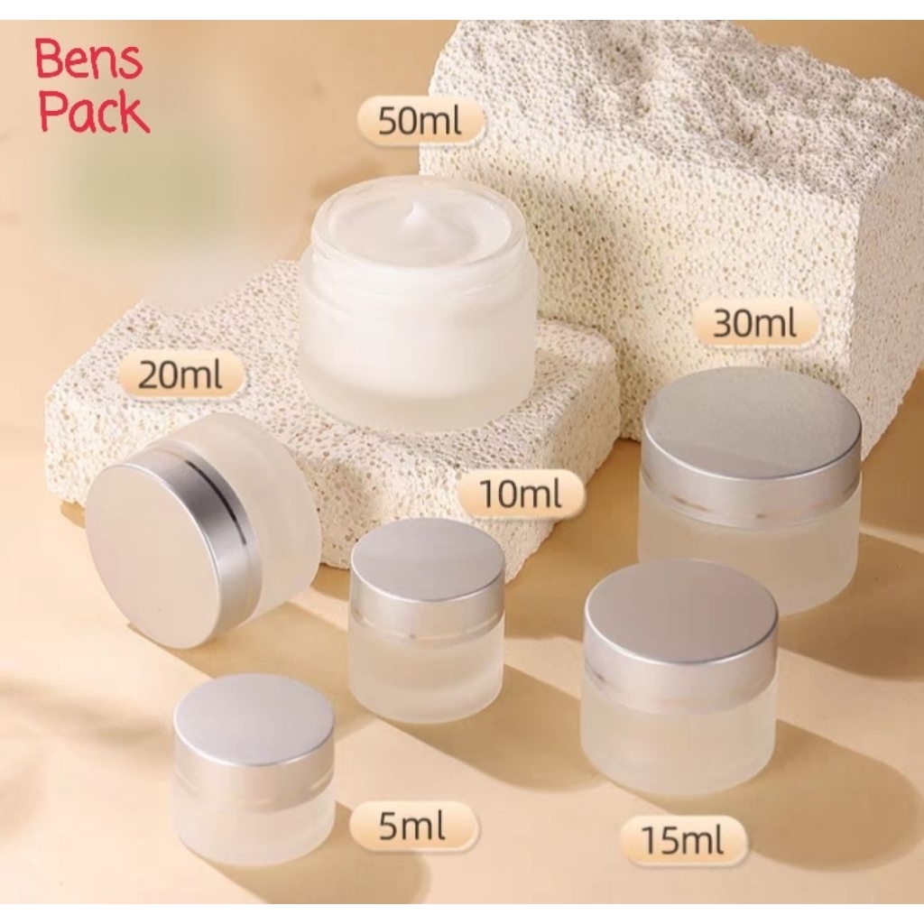 [10 Pcs] Pot Serum Kecantikan / Botol Krim Kaca Cream Kaca / Wadah Krim / Pot Bening Doff