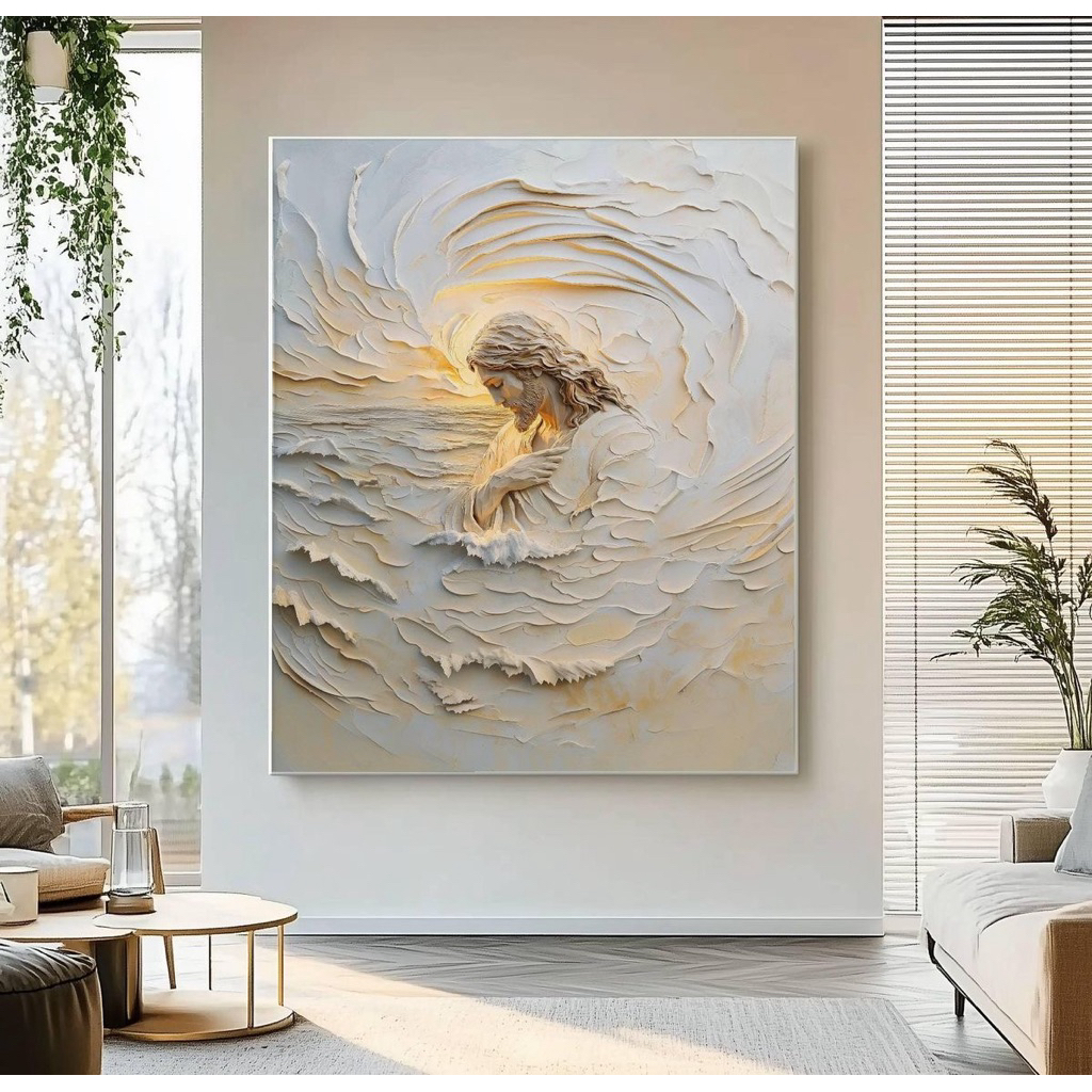 lukisan dinding modern art painting Yesus art painting ruang tamu