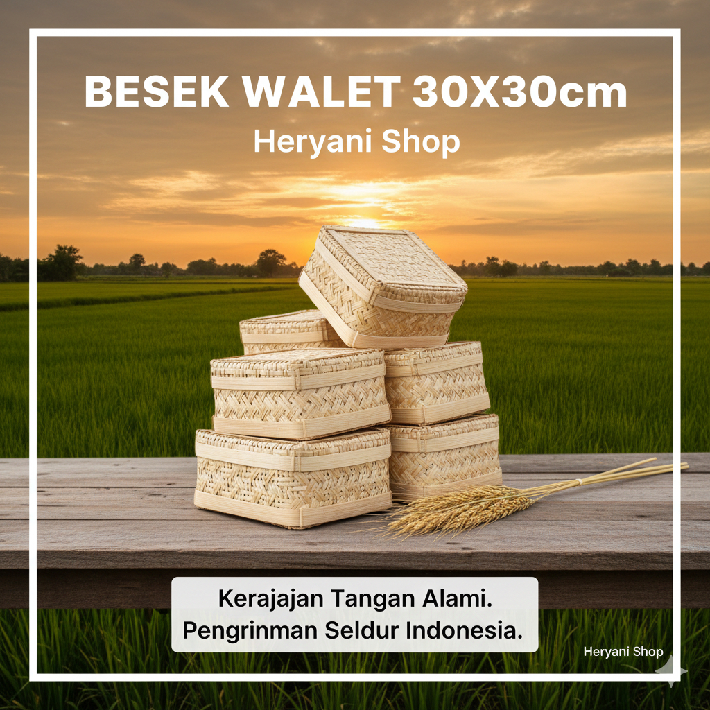 BESEK WALET 30X30 BESEK BAMBU 30CM X 30CM SEPASANG ATAS BAWAH