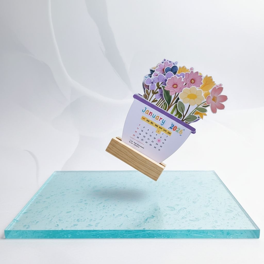 kalender meja custom stand kayu mini