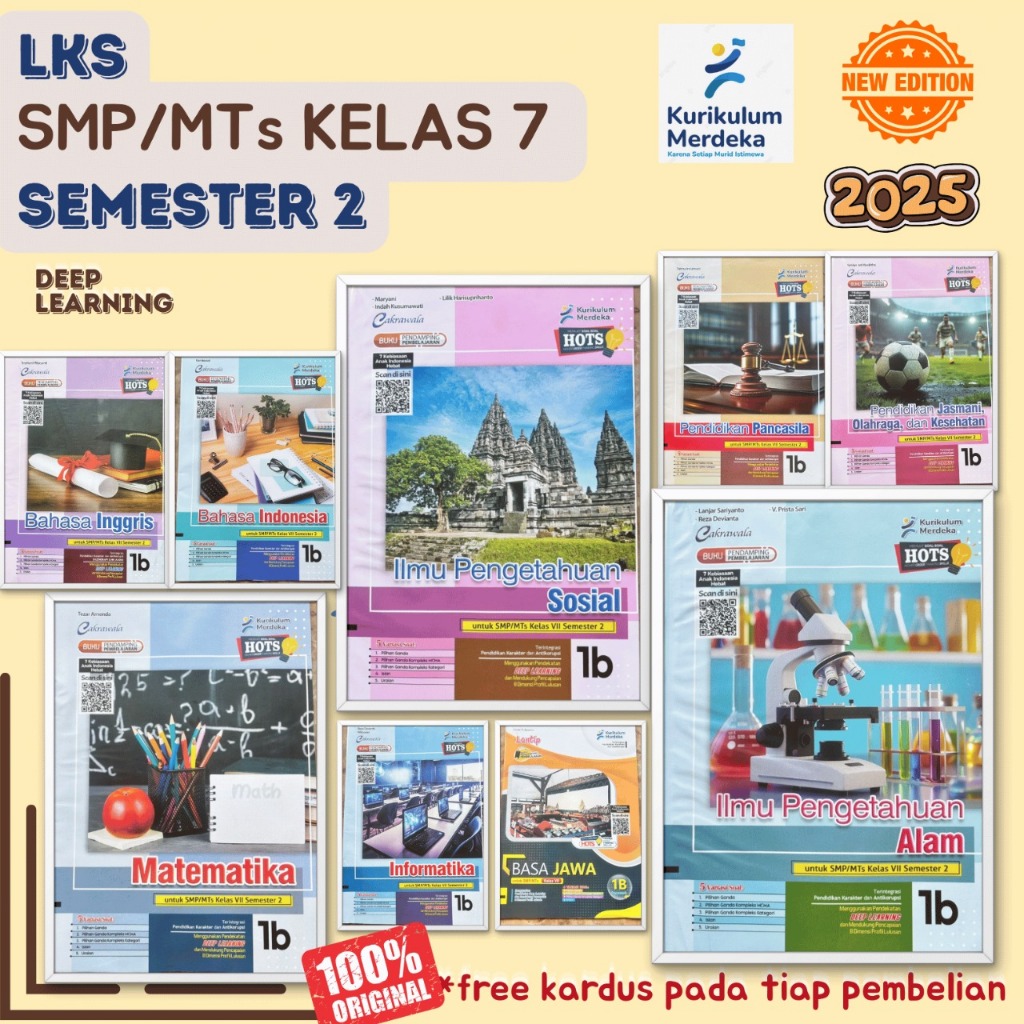 LKS CAKRAWALA PKN, BAHASA INDONESIA, MATEMATIKA, IPA,IPS KELAS 7 UNTUK SMP/MTs SEMESTER 2 KURIKULUM 