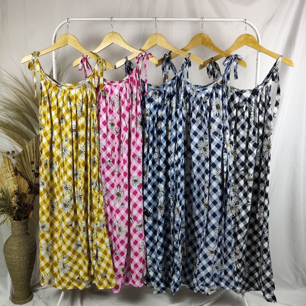 Abokado Fashion Store - Daster Lobek Bunga Daisy Daster Yukensi Daster Tali Jumbo Baju Tidur
