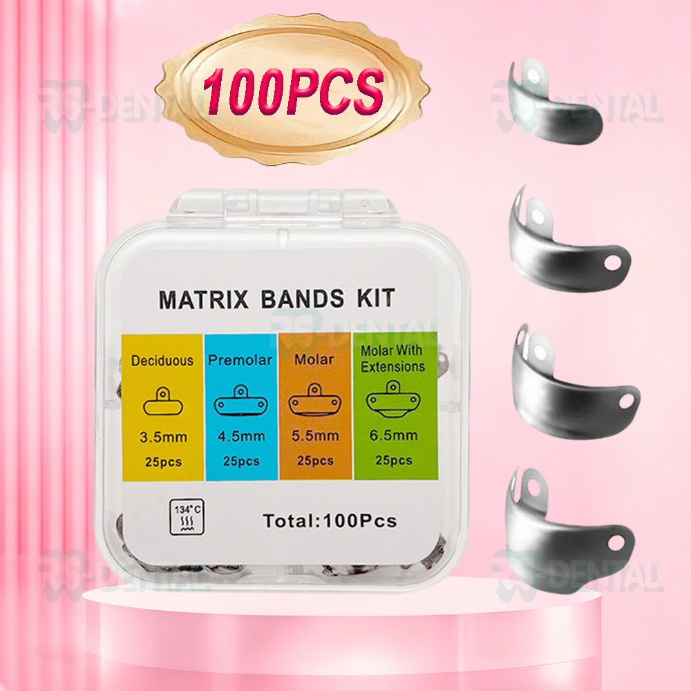 100Pcs Dental matriks / Dental sectional contoured matrix band ginjal anterior posterior matriks met