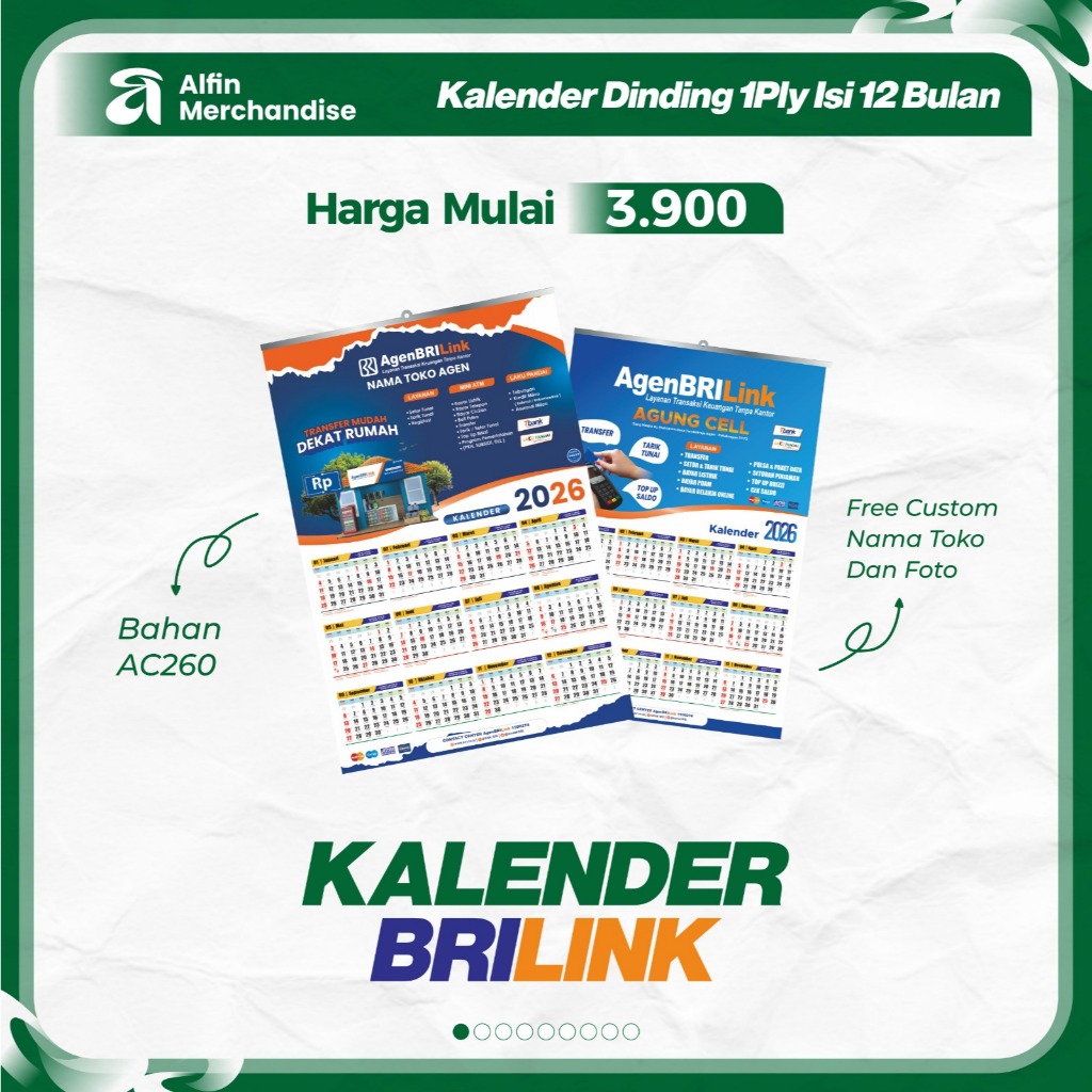 KALENDER CUSTOM 2026 | KALENDER DINDING BriLink, AGEN BRI, MURAH TERCEPAT