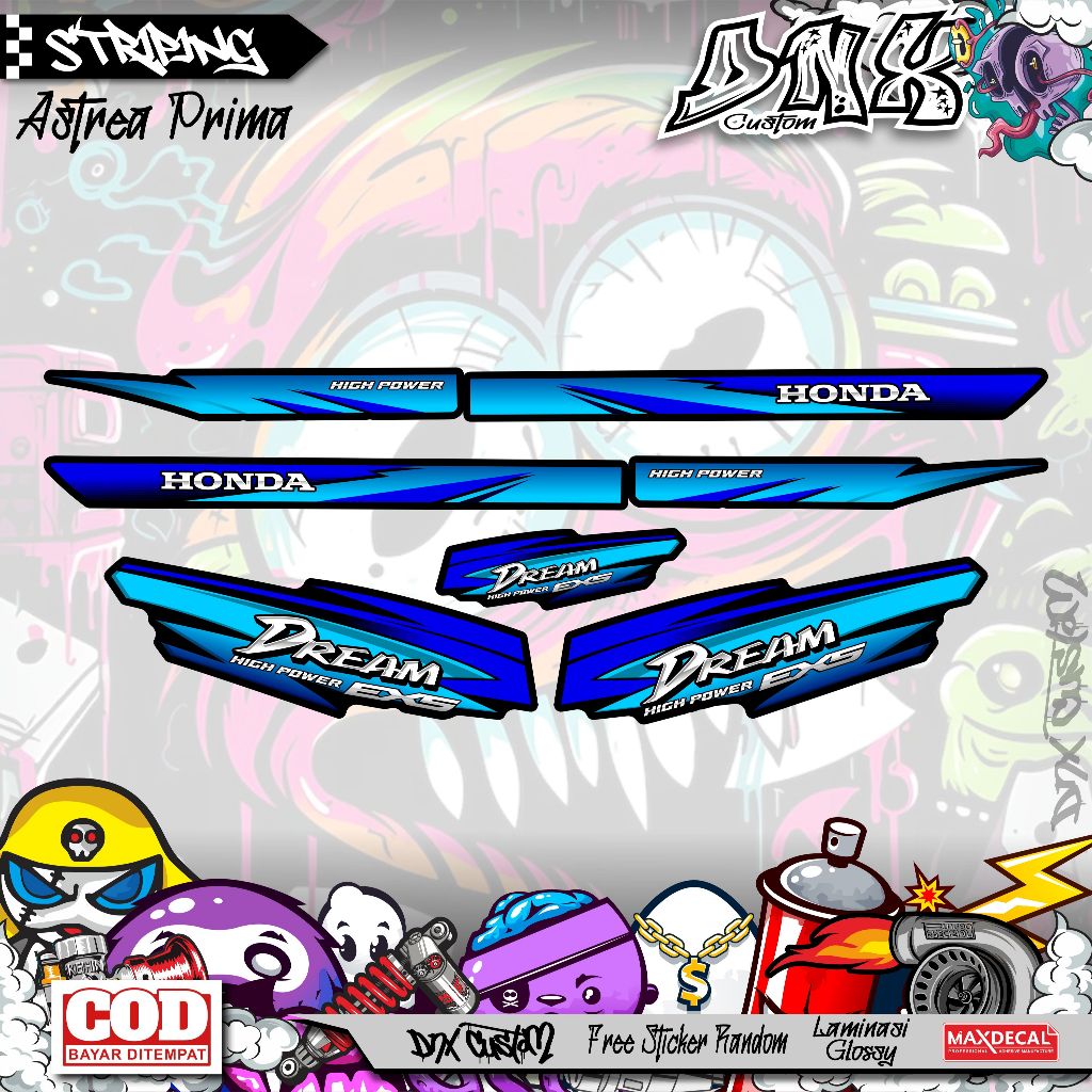 STRIPING STIKER VARIASI HONDA ASTREA PRIMA STAR EX5 DREAM KD5