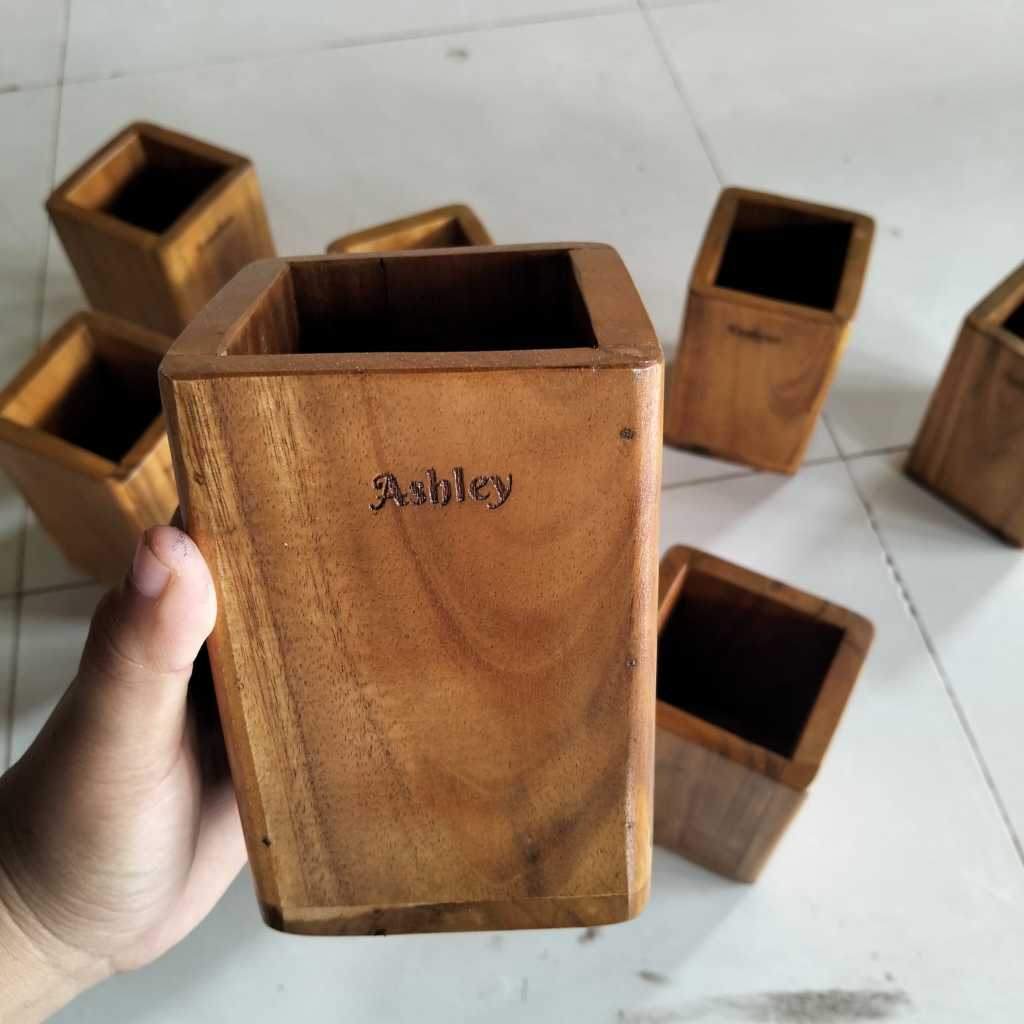 FREE GRAFIR Tempat Sendok Kayu Aesthetic Kayu Jati Premium