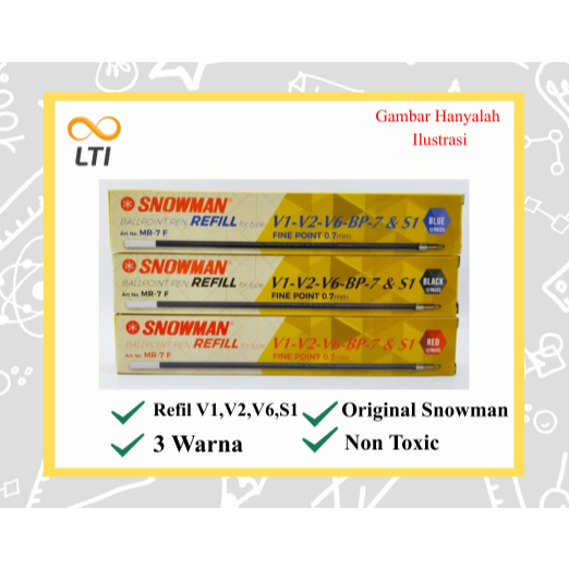 [ LUSIN ] Refill Pulpen Snowman MR7 V1, V2, V6, BP7, S1 / Refil Ballpoin Snowman / Snowman Refil Bul